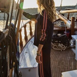 THE UPSIDE Ananda Pari Full Zip Size Small in Navy Retro Sporty Stripes NWT